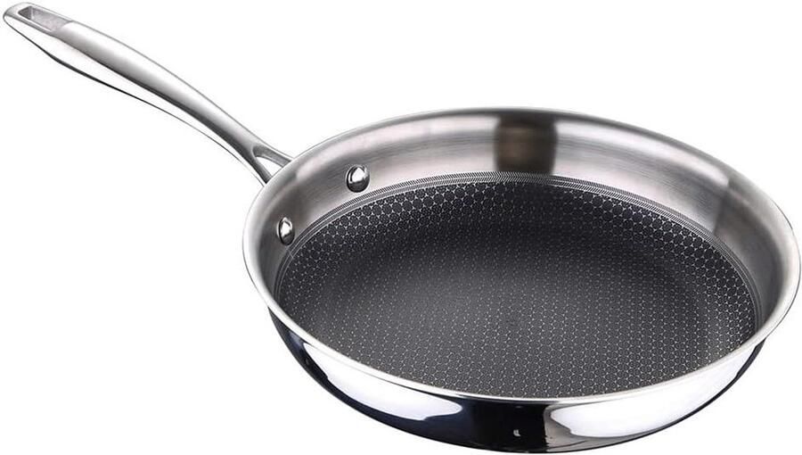 Koekenpan Roestvrij Staal Koopjes Pan Culinaire Creativiteit Drielaags Anti-aanbaklaag 24 cm Zilver