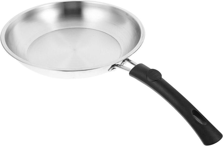 Koekenpan Roestvrijstaal Ontbijtpan Bakpan Eenvoudig Bakken Snelle Warmtegeleiding 22 cm Zilver