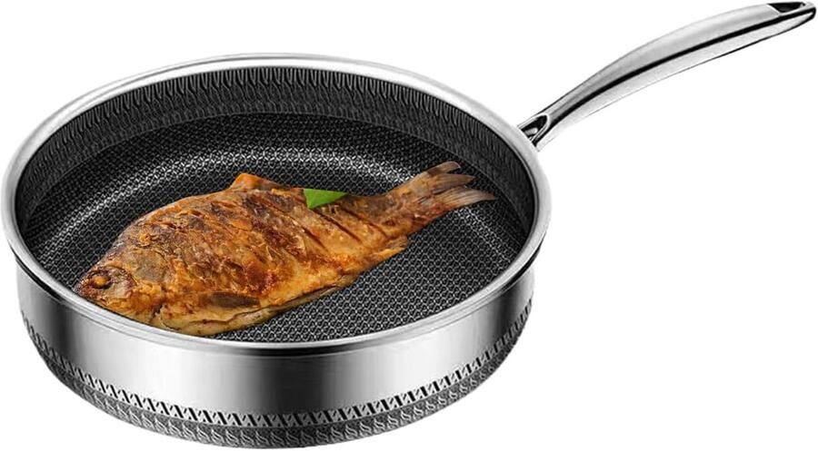 Koekenpan Roestvrijstaal Pan Thuis Koken Meerlaagse Constructie 30 cm Meerkleurig