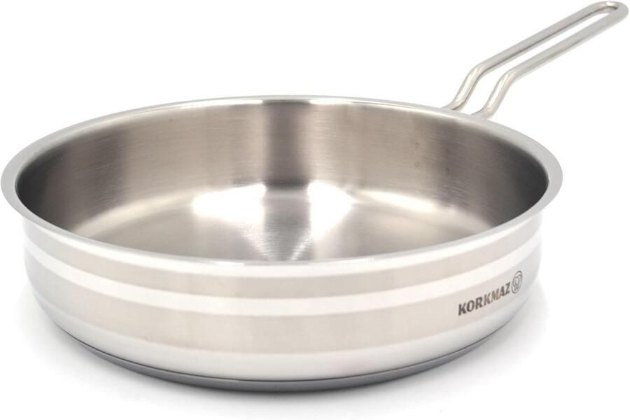 Koekenpan RVS Gezond Koken Drielaagse basis 20 cm Donker
