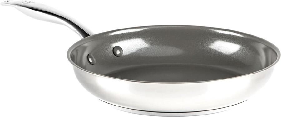 Koekenpan RVS Keramisch Koekenpan Antiaanbak Gezond Koken PFAS-Vrije Coating 24 cm Zilver
