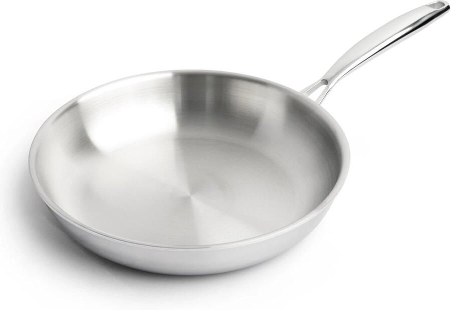 Koekenpan RVS Koekenpan Inductie Dagelijks Koken Extra Dikke Bodem 24 cm Zilverkleurig