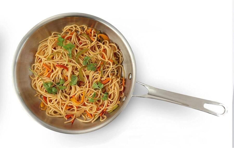 Koekenpan RVS Koekenpan Inductie Gezond Koken Natuurlijk Anti-aanbak 20 cm Zilver