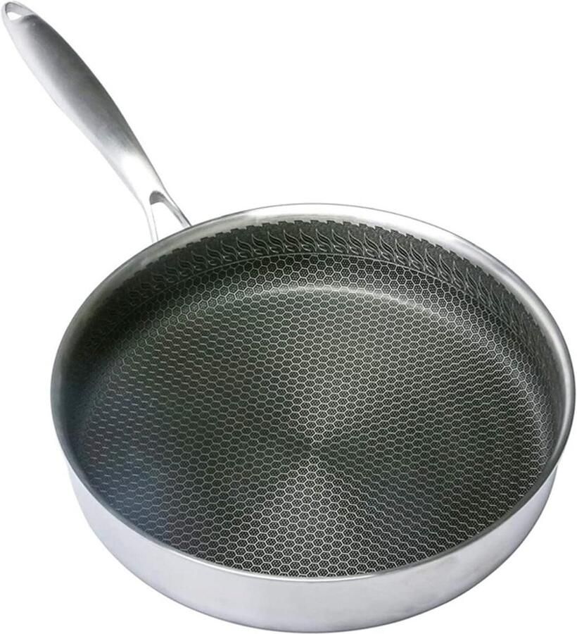 Koekenpan RVS Koekenpan Keuken Koken en Bakken Honingraat Structuur 28 cm Zilver