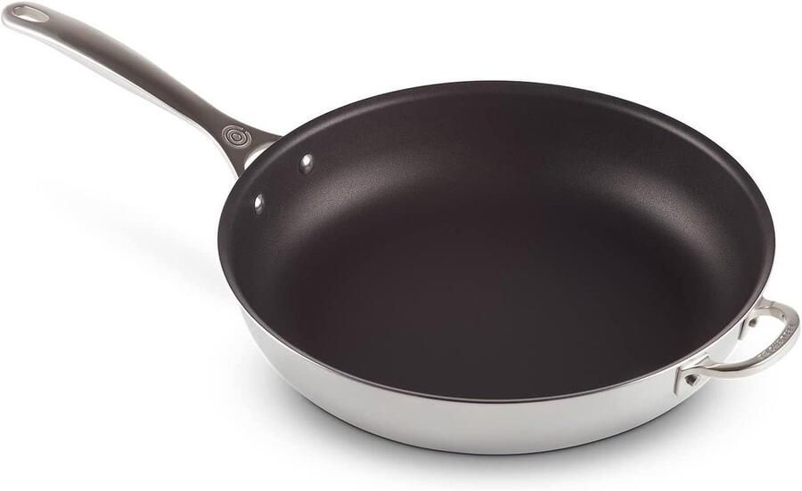 Koekenpan RVS Koekenpan met anti-aanbaklaag Vetarm bakken 3-laags constructie 32 cm Zilver