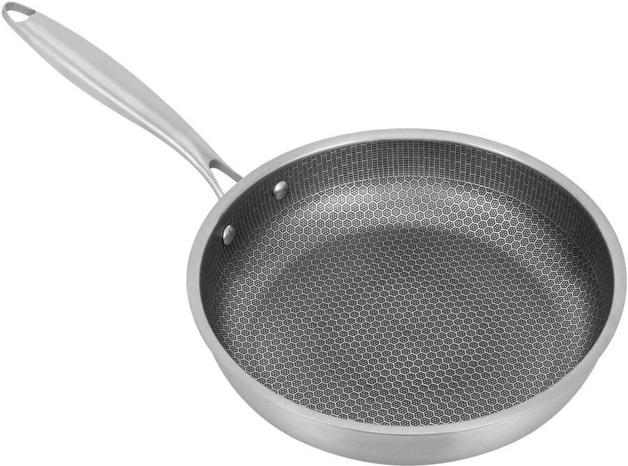 Koekenpan RVS Koekenpan Non-stick Koken voor Thuis Honingraat Structuur 28 cm Zilverkleurig