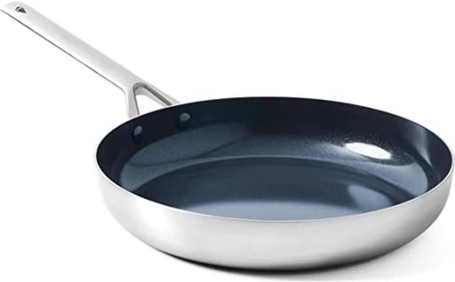 Koekenpan RVS Koekenpan Nonstick Dagelijks Koken Diamant Versterkte Coating 28 cm Zilver