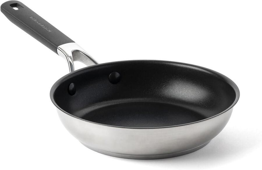 Koekenpan RVS Koekenpan PFAS-vrij Koken en Bakken Keramische Anti-aanbaklaag 20 cm Zilver