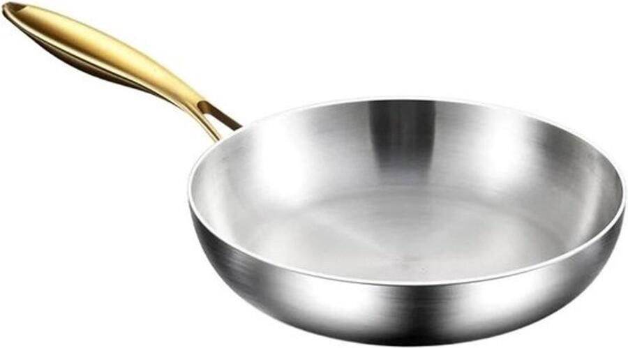 Koekenpan RVS Koekenpan Wok Lekker Koken Gelijkmatige Warmte 30cm Zilverkleurig
