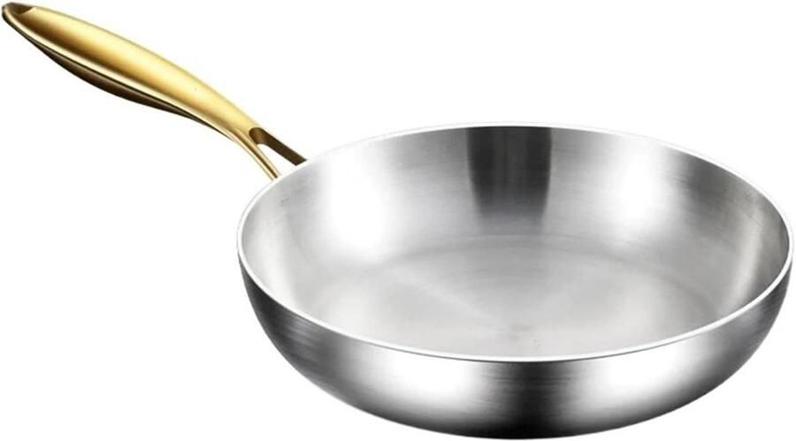 Koekenpan RVS Koekenpan Wok Lekker Koken Gelijkmatige Warmte 30cm Zilverkleurig