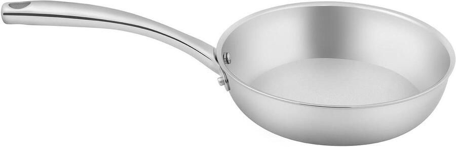 Koekenpan RVS Koekenpan zonder antiaanbaklaag Kookpan Koken en bakken Triply opbouw 20 cm Zilver