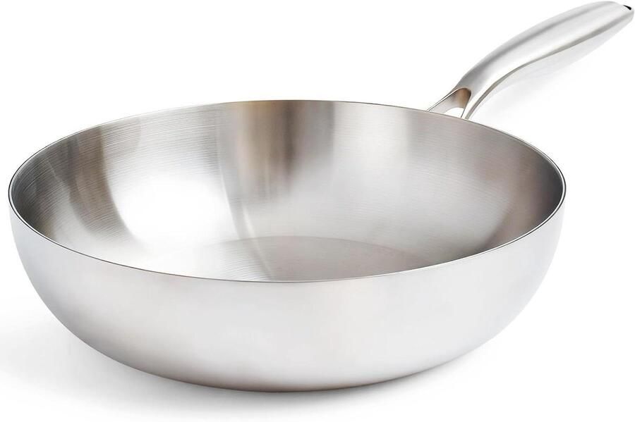Koekenpan RVS Koekenpan zonder antiaanbaklaag Professioneel Sereen Uncoated Stainless Steel 24 cm Zilver