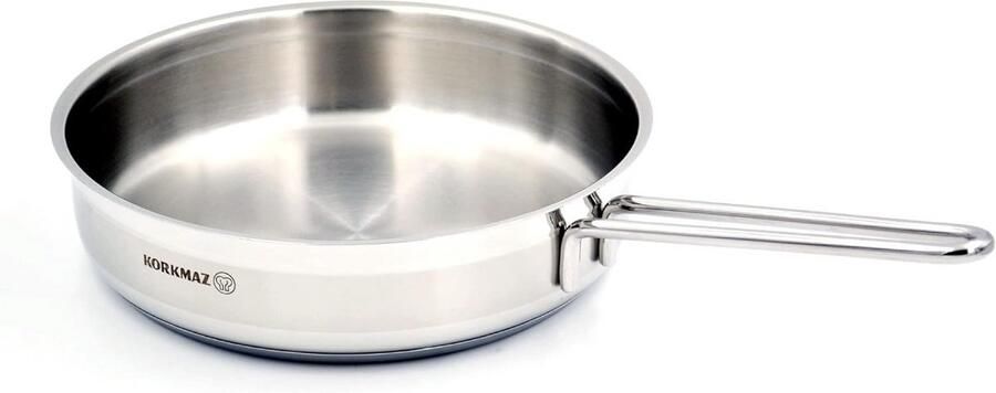 Koekenpan RVS Koekepan Bakpan Koken Bakken Braden Geschikt voor alle technieken 26 cm Zilver