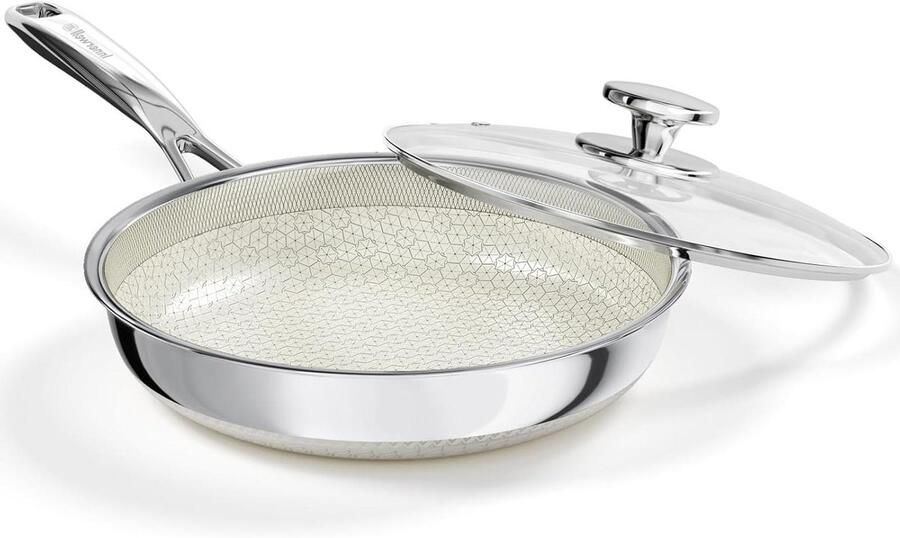 Koekenpan RVS Koken en braden Hoge kwaliteit verpakking 26 cm Wit