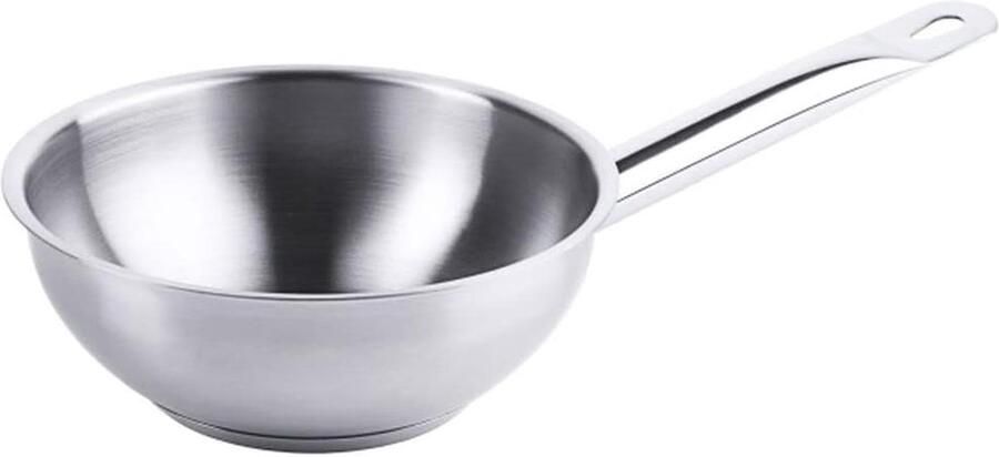 Koekenpan RVS Kookpan Sauteer Sauzen Maken Praktische Gietrand 16 cm Diameter Zilverkleurig
