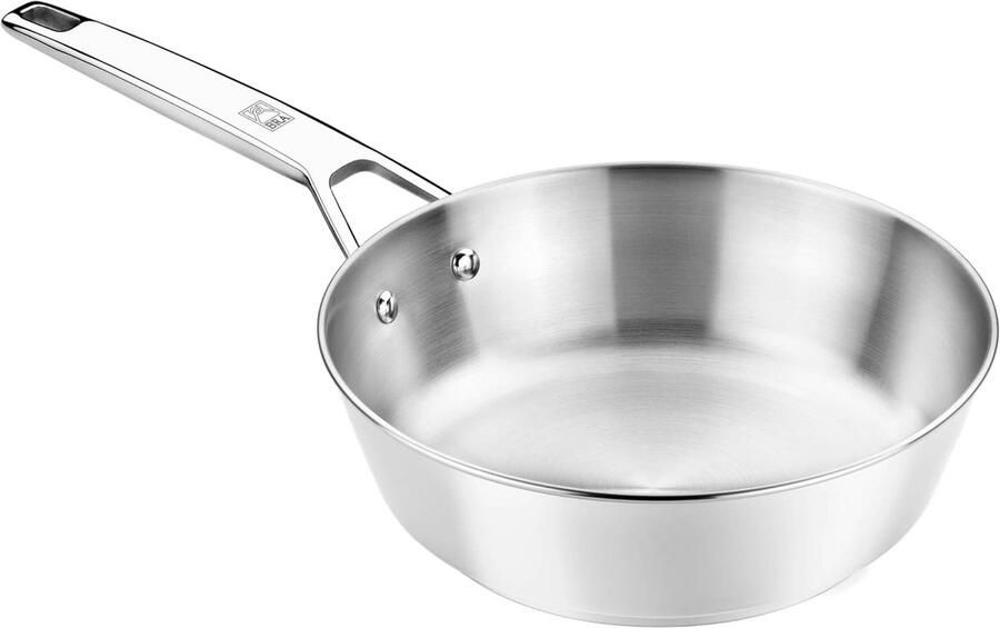 Koekenpan RVS recepten Gelijkmatige warmteverdeling 28 cm Zilverkleurig