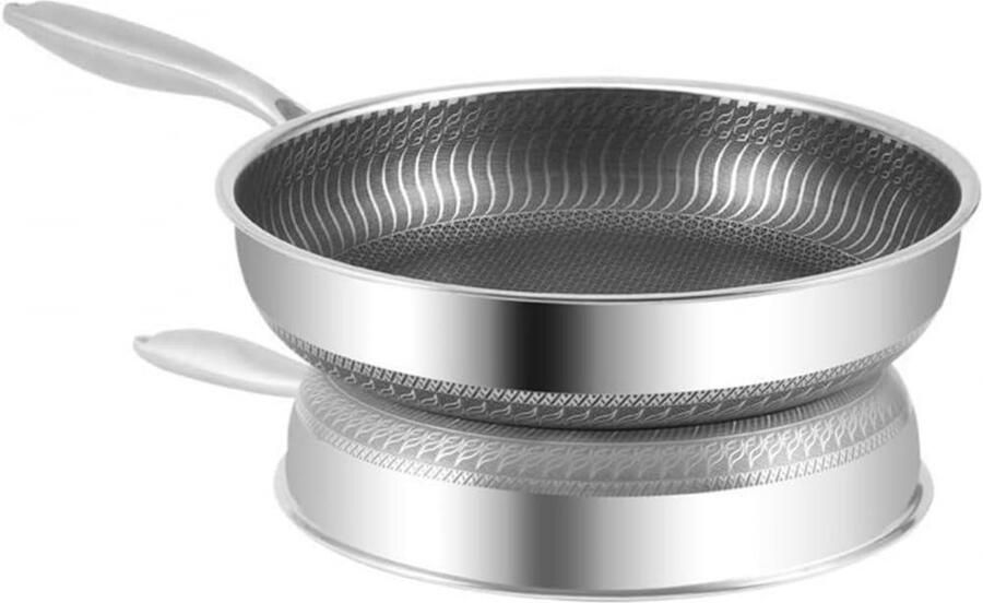 Koekenpan RVS Steakpan Koekenpan Gelijkmatig Bakken Honingraat Textuur 28 cm Zilver
