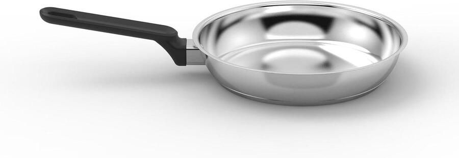 Koekenpan RVS Steelpan Inductie Koken en Bakken Ovenbestendig Handvat 22 cm Zilver