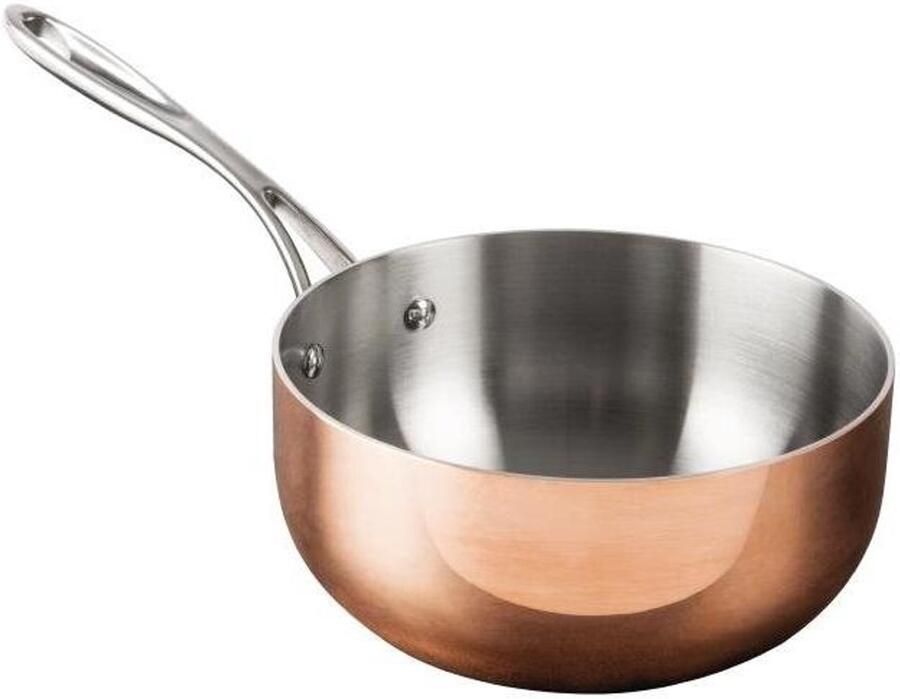 Koekenpan Sauté Pan Koken Koperen Drievoudige Wand 200mm diameter Zilver