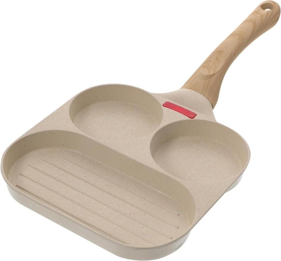 Koekenpan Set Ontbijtpan Bakplaat Snelle Maaltijden Maken Multifunctioneel 3-in-1 38x19x2.2 cm Zwart