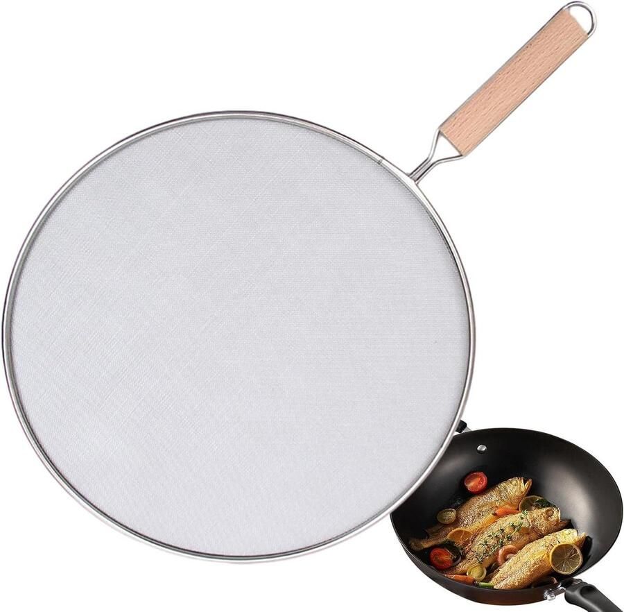Koekenpan Spatscherm Anti-spatdeksel Spatscherm Veilig Koken Fijn RVS Gaas 21 25 29 33cm Zilver