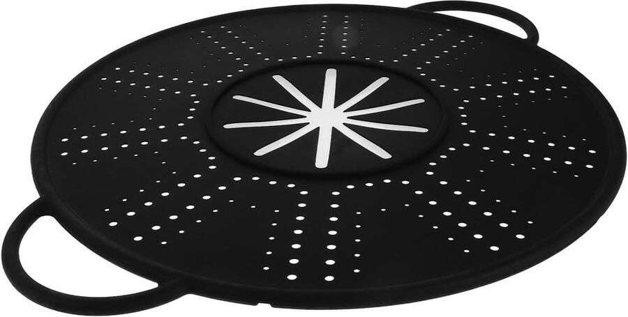 Koekenpan Spatscherm Veiligheidshoes Oliescherm Schoon Koken Hittebestendig Siliconen 34 x 28 cm Zwart