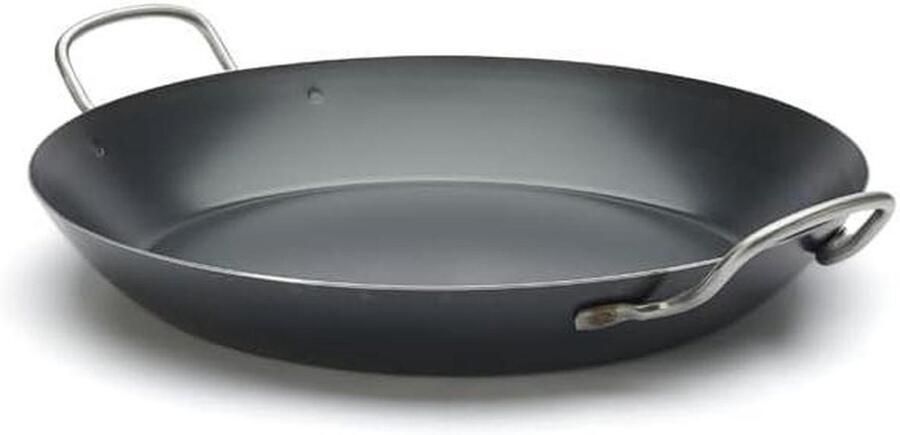 Koekenpan Staal Koekenpan Rond Grote Maaltijden Bereiden Voor 6 Personen 34 cm Blauw
