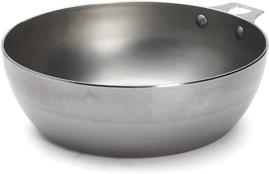 Koekenpan Staal Koopmanspan Aanbraden Frituren Natuurlijke Anti-aanbaklaag 24 cm Diameter Zilver