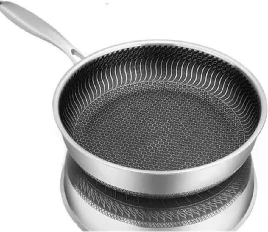 Koekenpan Steakpan Braadpan Dagelijks Koken Hittebestendig Composiet 26-32 cm Zilver