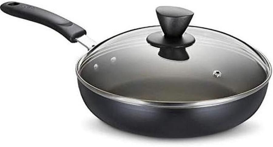 Koekenpan Steakpan Pannenkoekenpan Eten Bereiden Platte Bodem 26 cm Zwart