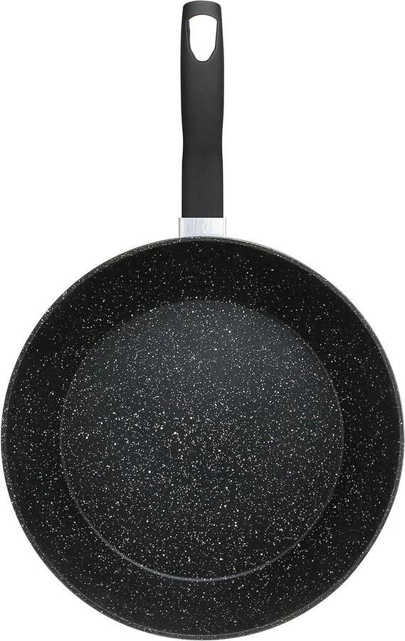 Koekenpan Steelpan Braadpan Gerechten Bereiden 3-laags Marmer Coating Ø24 cm Zwart