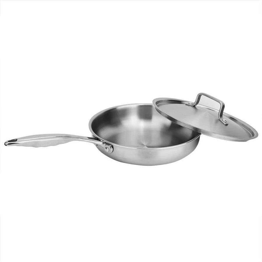 Koekenpan Steelpan Gezond Koken Tri-ply constructie 24 cm Zilver