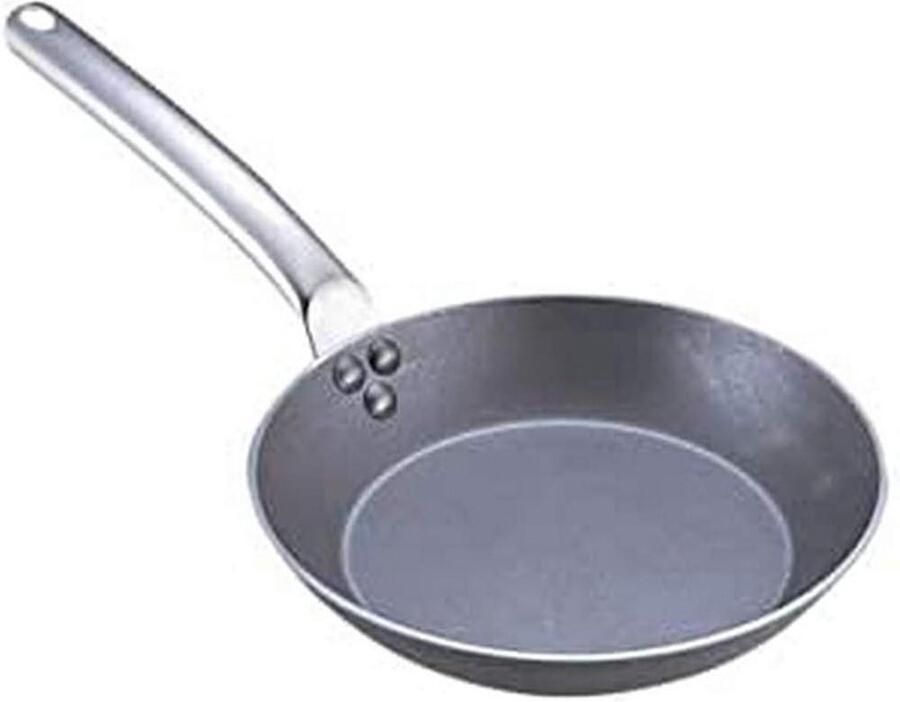 Koekenpan Steelpan Rond Snel Braden Gecontroleerd Branden 20 cm Grijs