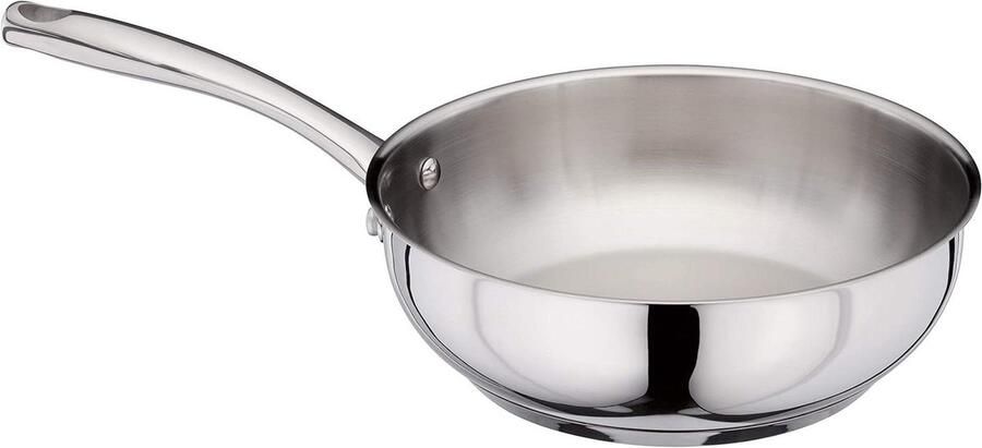 Koekenpan Steelpan Wok Koken Bakken Geklonken Handvat 24 cm Zilver