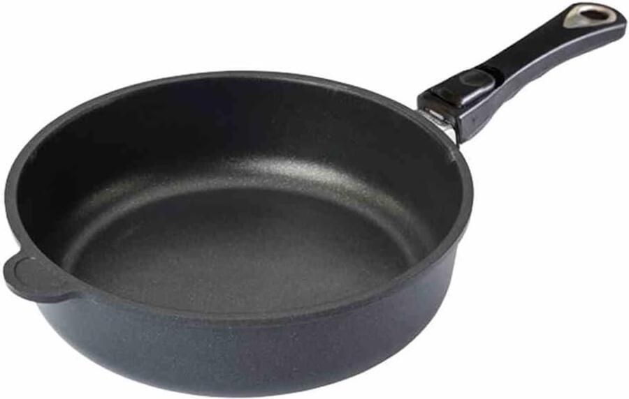 Koekenpan Stoofpan Gietijzeren Pan Culinaire Hoogstandjes Afneembare Steel 28 cm Diameter Zwart