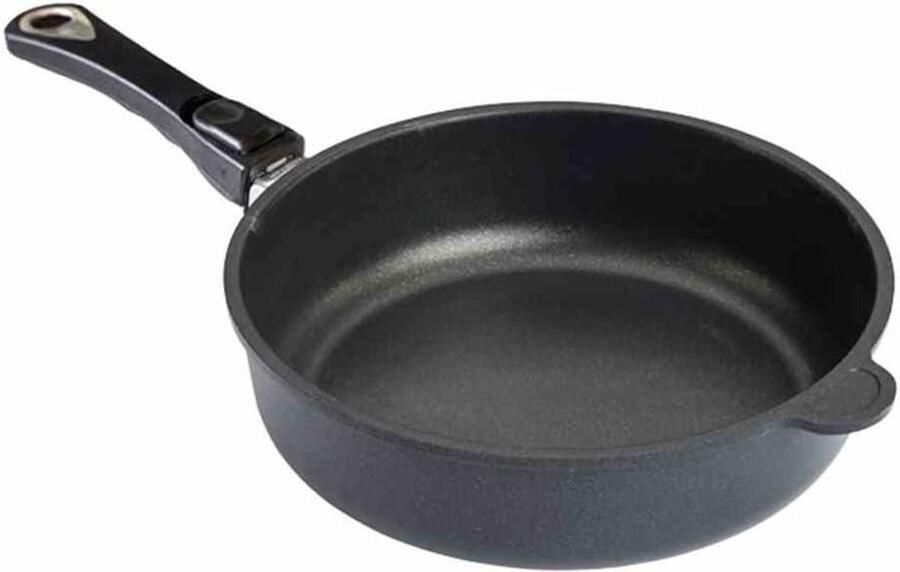 Koekenpan Stoofpan Gietijzeren pan Culinaire creaties Afneembare steel 28 cm diameter Zwart