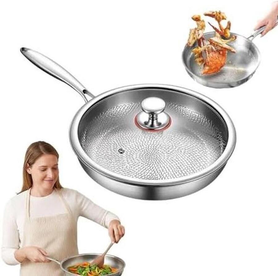 Koekenpan Titanium Antiaanbakpan Kookpan Gezond Koken Gehamerd Nutri-design 26 cm Grijs