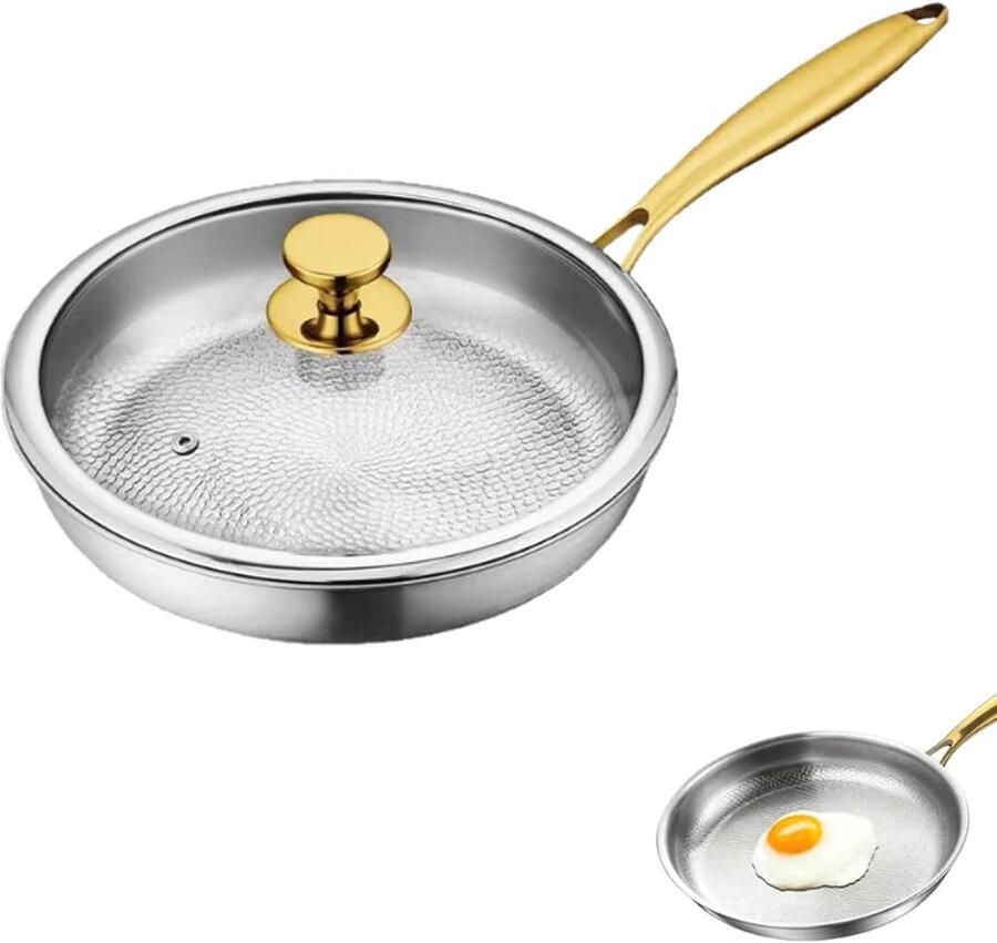 Koekenpan Titanium Antiaanbakpan Wok Gelijkmatig Koken Krasbestendige Constructie 26 cm Zilverkleurig