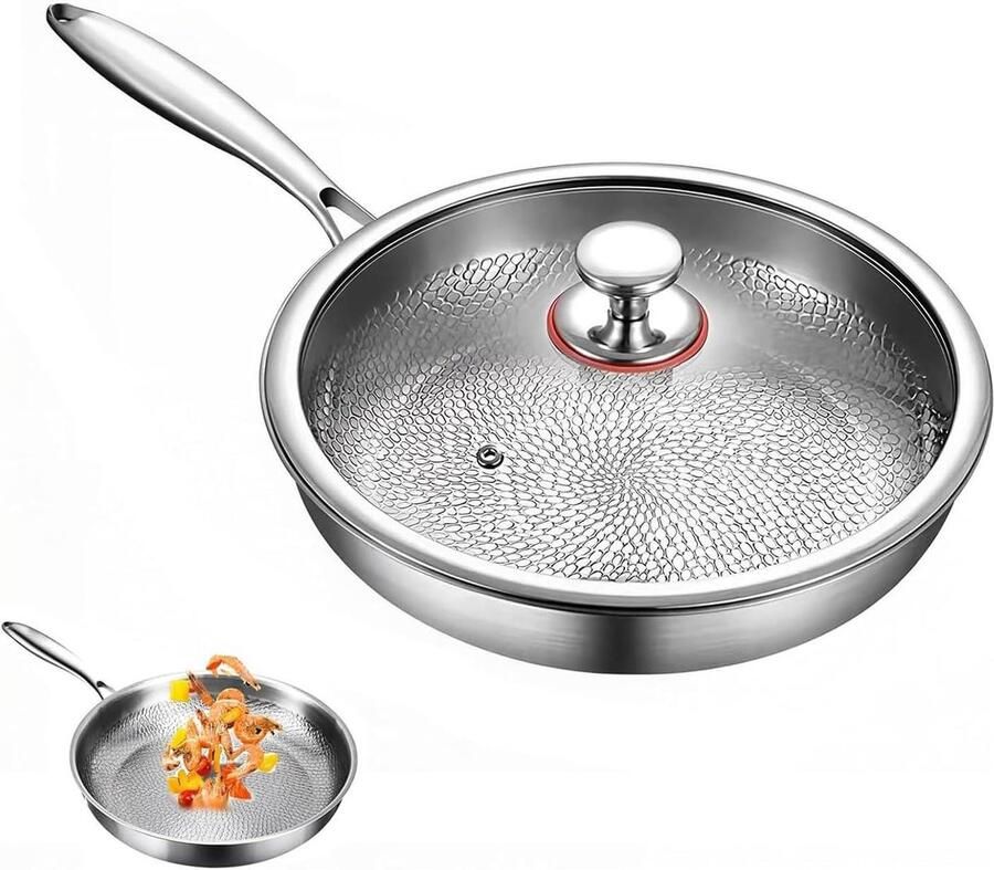 Koekenpan Titanium pan Antiaanbakpan Gezond Koken Snelle Warmtegeleiding 30 cm Grijs