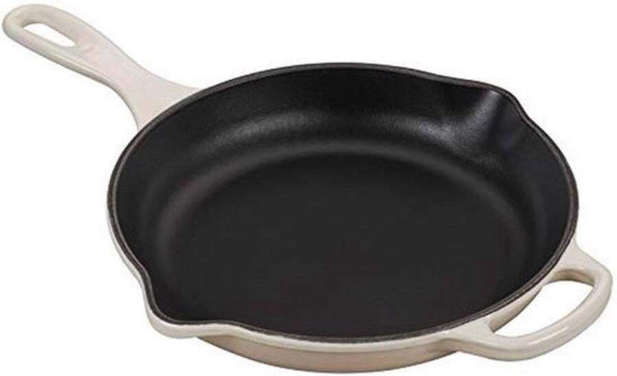 Koekenpan van gietijzer Koekenpan voorzien van handvat Geschikt voor veelzijdig koken Wordt sterker naarmate je hem gebruikt 23 cm Wit