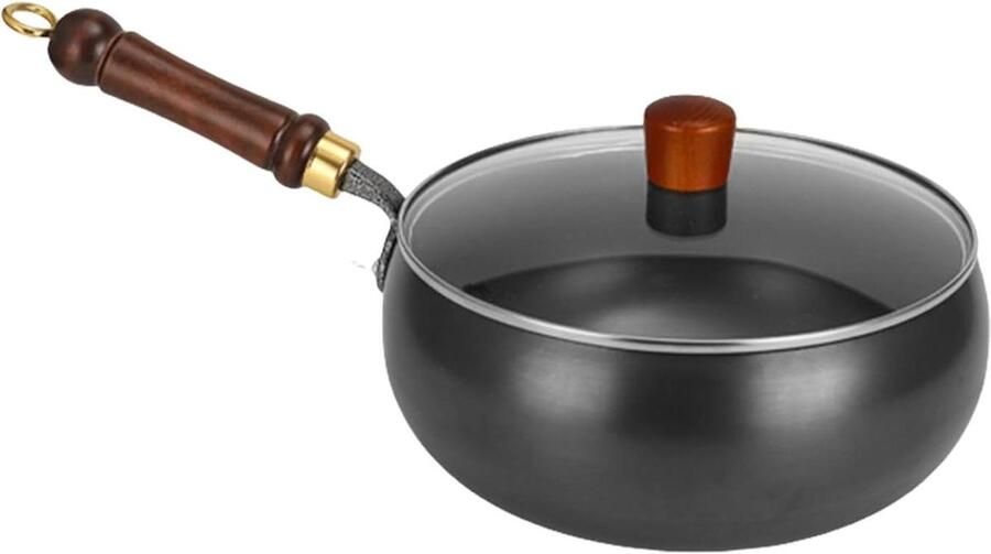 Koekenpan van Gietijzer Koekenpan zonder Coating Koken en Bakken Gelijkmatige Warmteverdeling 26 cm Zwart