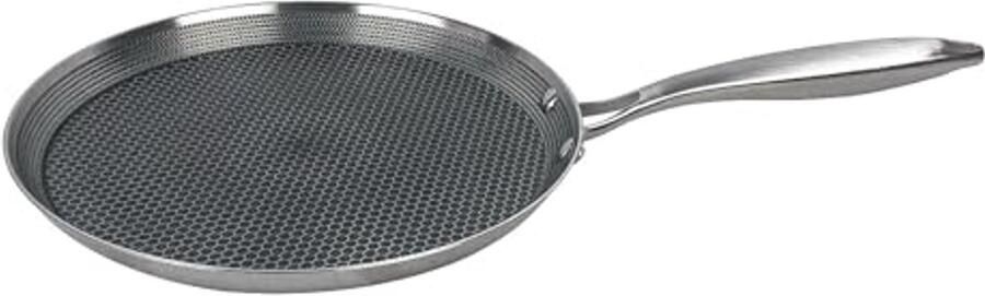 Koekenpan van roestvrij staal 28 cm inductie antiaanbak honingraatstructuur voor pannenkoeken en crêpes