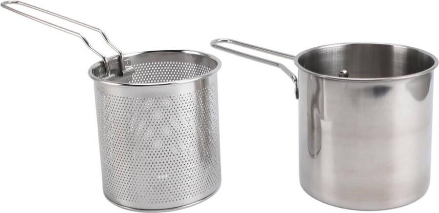 Koekenpan van roestvrij staal 304 Mini-friteuse met zeefmand en handvat Voor vis garnalen kip Bakken
