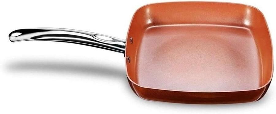 Koekenpan Vierkant Koekenpan met coating Lekker Koken Keramische antiaanbaklaag 24 cm Koper