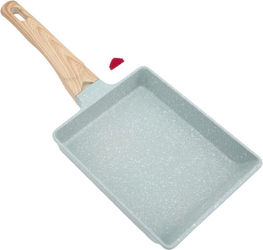 Koekenpan Vierkant Mini Pan Ei Pan Snel Ontbijt Maken Antiaanbak Keramische Laag Compact Formaat Groen