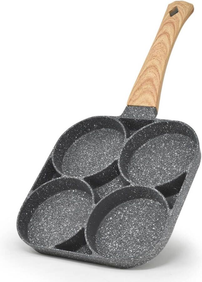 Koekenpan voor 4 Eitjes en Mini-Pannenkoeken Anti-aanbak Inductie Geschikt Perfect voor Gezonde Gerechten