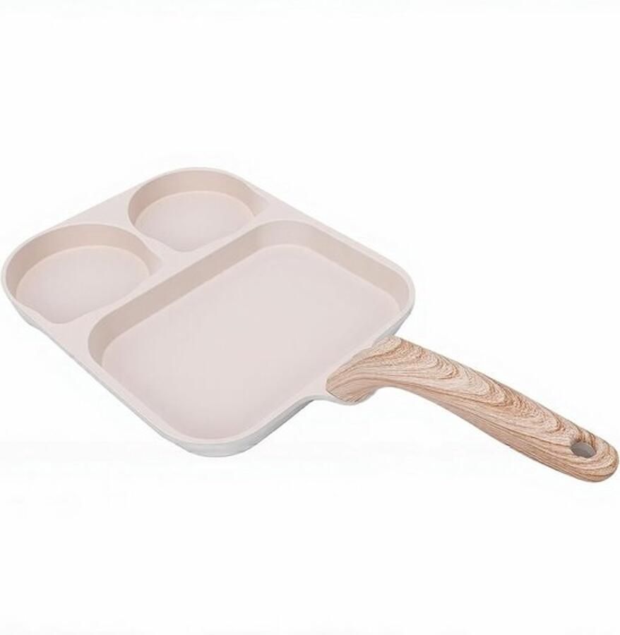 Koekenpan voor Ei Omeletpan Ontbijtpan Meerdere Porties Verdeeld Vierkant Ontwerp 38x19 cm Zwart