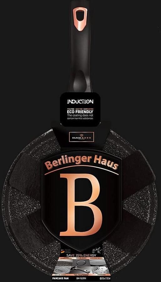 Koekenpan voor Pannenkoeken 25cm Zwart Marmercoating Inclusief Pannbeschermer