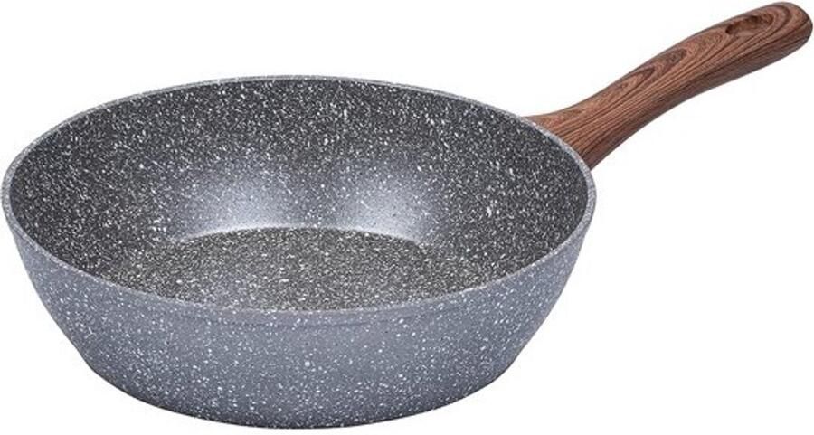 Koekenpan Wok- en braadpan Voor koken en braden Vierlaagse antiaanbaklaag 26 cm Zwart