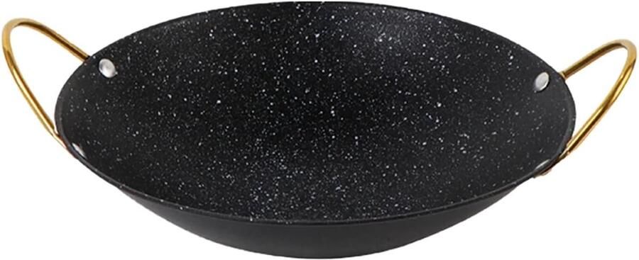 Koekenpan Wok Gietijzeren Pan Aziatisch Koken Antiaanbaklaag 23 cm Zwart